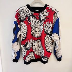 Adidas X Pineapple and Monstera leaf print sweatshirt SZ XS